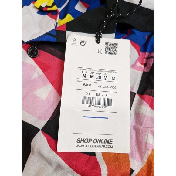NWT Pull And Bear Casual Button Down Shirt Medium Men's Multicolored - Picture 7 of 9